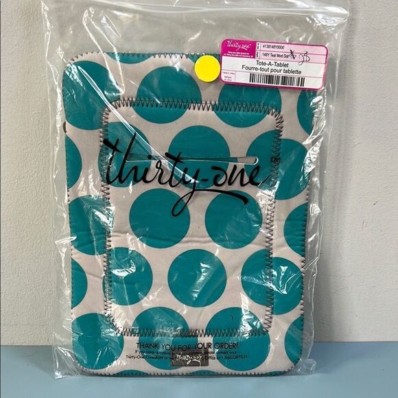 Thirty-One Teal Mod Dot Tablet Tote - Picture 3 of 6
